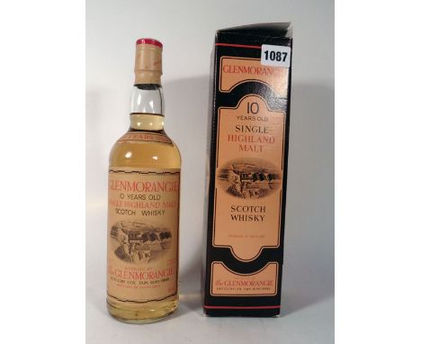 A bottle of Glenmorangie 10 yr old Single Highland Malt Scotch Whisky with box, bottling circa early 1980's, 40% 75cl (Note n
