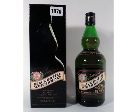 A bottle of Black Bottle Scotch Whisky by Gordon Graham's, a blend of the finest Scotch Whiskies with box 40% 70cl 
