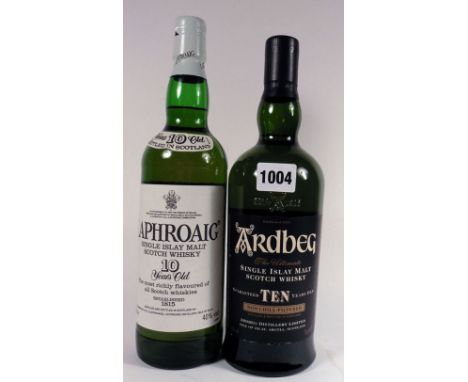 2 bottles of Whisky, 1x Laphroaig 10yr old Single Islay Malt Scotch 40% 70cl & 1x Ardbeg 10 yr old "Ultimate" Single Islay Ma