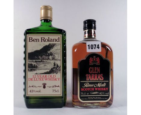 2 bottles, 1x Glen Tarras Rare Malt Scotch Whisky 40% 75cl & 1x Ben Roland 12 year old Deluxe Whisky 43% 75cl (both bottlings