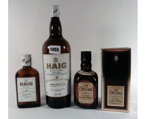 3 bottles, 1x Grand Old Parr 12yr old Delux Scotch Whisky with box 43% 37.5cl, 2x Haig Gold Label Original Scotch Whisky 43% 