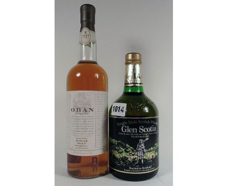 2 bottles of Single Malt Whisky, 1x Oban 14yr old West Highland Scotch 43% 70cl & 1x Glen Scotia 14yr old Campbeltown Scotch 