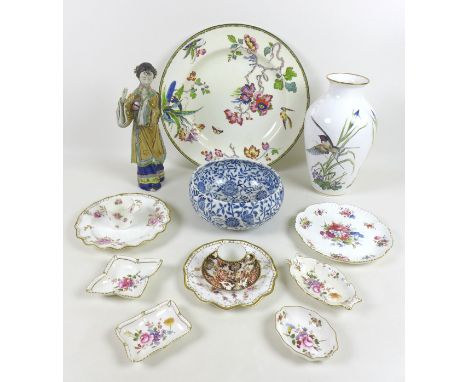 A group of mixed ceramics, including a Wedgwood charger, pattern W 1959, 39.4 by 39.4cm, eight pieces of Royal Crown Derby, i