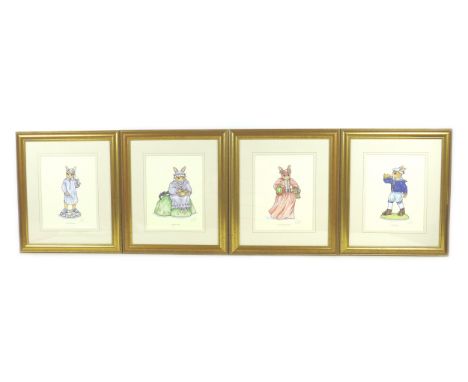 A group of four Bunnykins prints, after designs by Caroline Dadd for Royal Doulton, Nursery Rhyme Print Collection, limited e