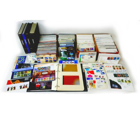 A collection of British mint presentation packs and other stamps, comprising over 300 mint presentation packs, an album with 