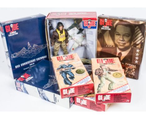 Modern Hasbro GI Joe Action Figures, Action Pilot, Action Sailor, Action Soldier, Pearl Harbour Army Air Corps Pilot, General