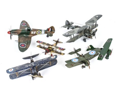 A small collection of Fighter aircraft from WW1/2,  all metal construction, including a large scale Spitfire, F, (6)  