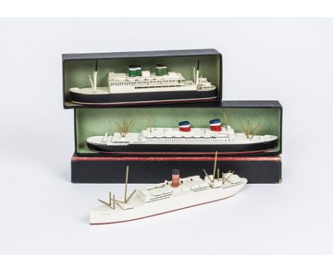 Van Ryper large scale wooden Waterline Models, Santa Rosa', 'America' and 'Carinthia',  all in original black and red boxes, 