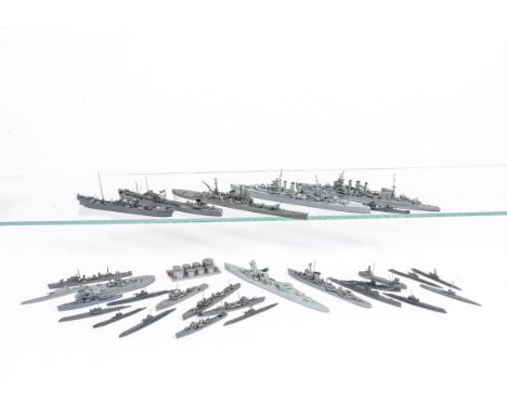 1:1200 Scale or similar Waterline Naval Vessels by various makers, including Neptun 1230 'Tone',  1133 'Sussex', 1134A 'Suffo