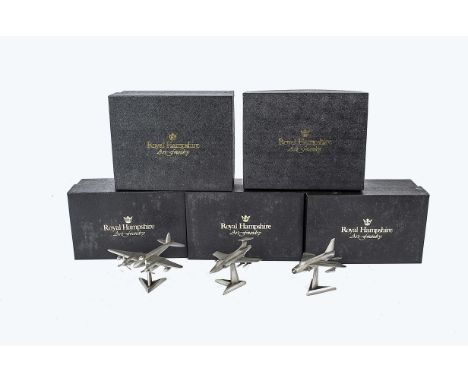 A collection of Art Foundry by Royal Hampshire small scale Pewter aircraft models,   including Spitfire, Hurricane, Lancaster