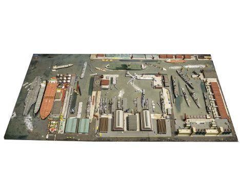 A well made and detailed 1:1200 scale large  Port,  including Docks for various types of vessels many for the Navy, including