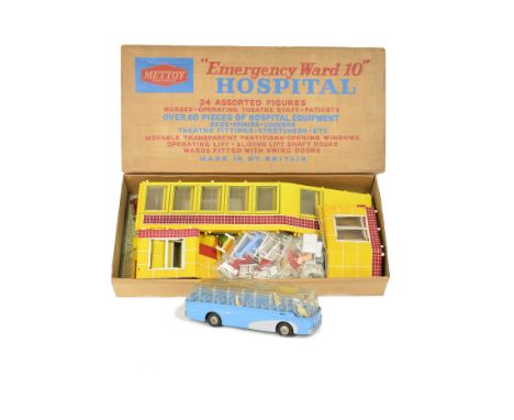 Mettoy Emergency Ward 100 Tinplate Hospital,  with Nurses, Doctors, Patients, Bed and other items, in original box, VG-E, app