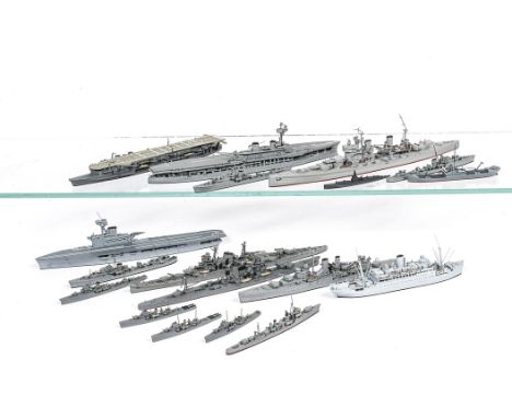 1:1200 Scale or similar Waterline Naval Vessels by various makers, including Neptun 1118 'Eagle', 1231A 'Suzuya', 1101 'King 