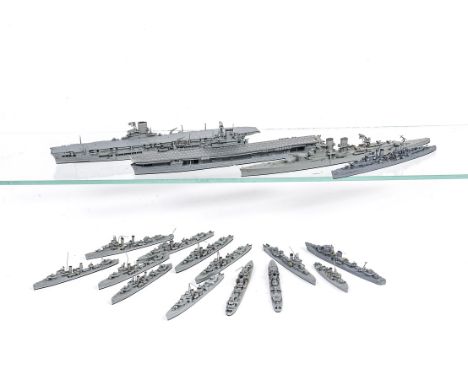 1:1200 Scale or similar Waterline Naval Vessels by various makers, including Neptun 1312 'Wasp', 1114 'Ark Royal', Wiking 122