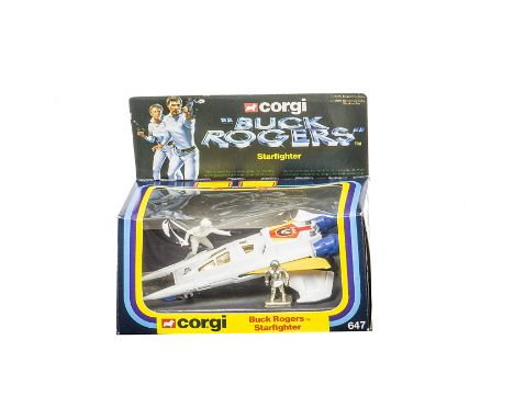 A Corgi Toys 647 Buck Rogers Starfighter, white/blue, yellow wings, Wilma Deering and Twiki figures, in original box with fou