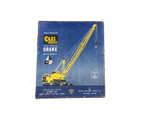 A Victory Models 1/28 Coles Ranger Truck Mounted Crane, battery operated remote control model in mustard yellow with black ch