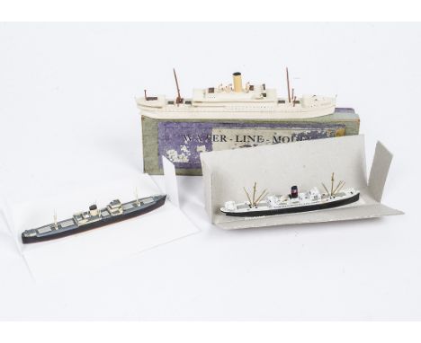 1:1250 or similar Scale Waterline Models by various makers, LJ M88 'King Alexander', CM 50 'Consul Horn' and larger scale CAJ