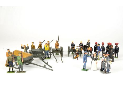 Various 54mm white metal figures, some Britains conversions, including Sikh artillerymen (5),  Naval and Mountain gun team me