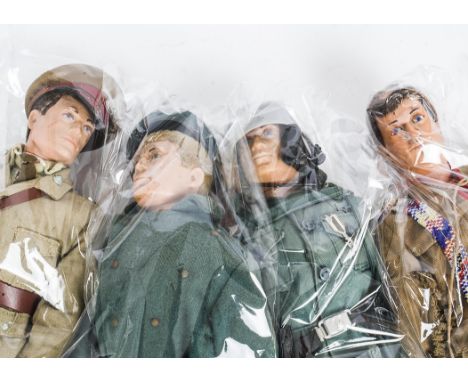 Vintage Action Man Dressed Figures, including Indian Brave, Space Ranger, German Kamp Kommandant and six others, P-G, uncheck