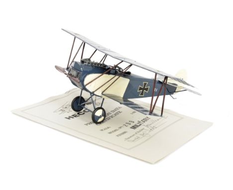 An uncommon Heco tinplate model WW1 Spad X111 Aircraft, 1/32 scale, with certificate, 26cm wingspan, in original box, E, box 