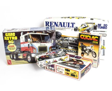 Competition and Other Vehicle Model Kits, a boxed group including  Tamiya  BS1226 1:12 scale Renault RE 20 Turbo Rene Arnoux,