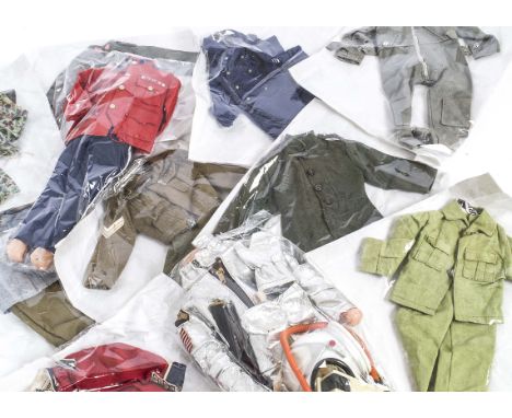 Vintage Action Man Clothing &amp; Accessories, items from various uniforms including Canadian Mounted Police, Astronaut, Life