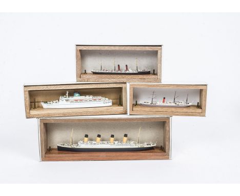 Carat 1:1250 or similar scale Waterline Models, 060 'Titanic', 012  TS 'Albatross', 025 'Servia' and 056 'Dunvegan Castle', a