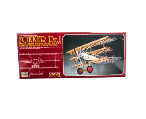 Hasegawa Fokker DR.1 Model Kit, a boxed CP 03 32000, 1:8 scale Museum Model Series wood and metal Fokker Tri-Plane as flown b