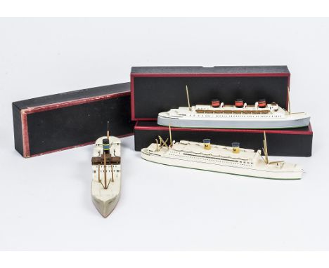 Van Ryper large scale wooden Waterline Models, Queen of Bermuda', 'Margaret Johnson' and 'Lurline', all in original black and