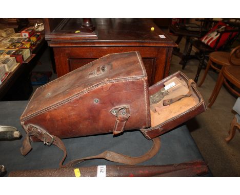 A WWI large leather case possibly for a gunsight or trench periscope 