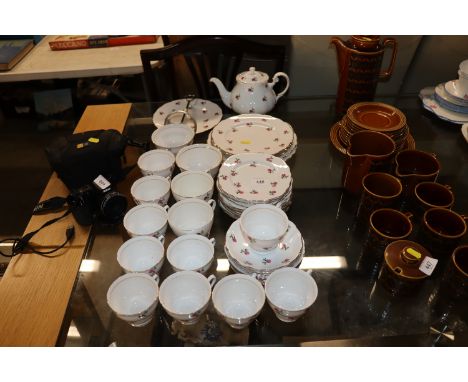 A Colclough Rose pattern part tea set