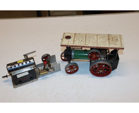 A Mamod model steam tractor and a Mamod steam engine 