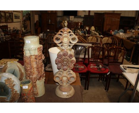 A Bernard Rooke pottery Totem Pole type table lamp