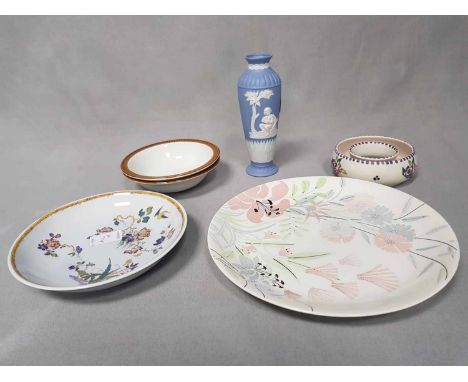 LOT OF WEDGWOODincluding blue and green Jasperware, a psuedo Wedgwood vase and a group of Poole pottery