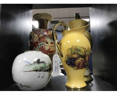 LOT OF 20TH CENTURY CERAMICS including cloisonne vases, Aynsley lamp, jug and bowl, etc 