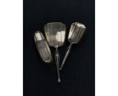 SILVER BACKED THREE PIECE BRUSH SET 