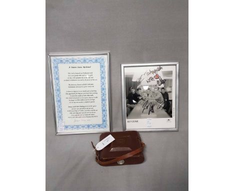 ZEISS IKON CAMERA also a signed Boyone photograph and a framed certificate