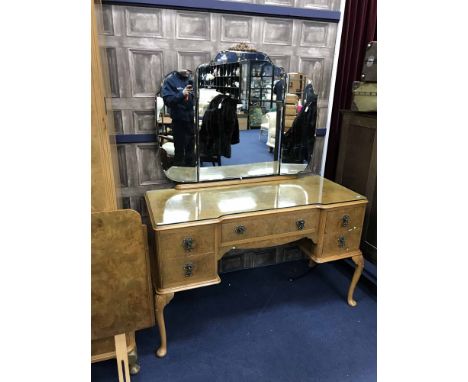 WALNUT BEDROOM SUITEcomprising a wardrobe, dressing chest and two bedside tables