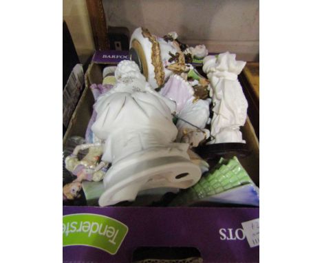 A box of ceramic Continental figures