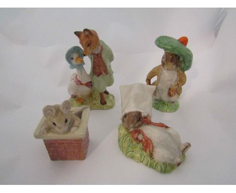 Two Royal Albert Beatrix Potter figures "Benjamin Bunny" and "Benjamin Wakes Up" and two Beswick Beatrix Potter figures "Tom 