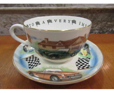 A Royal Worcester "VIP" vintage racing car cup and saucer