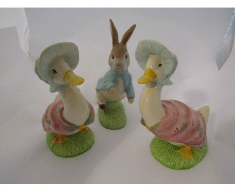 Three Beswick large Beatrix Potter figures - Peter Rabbit and two Jemima Puddle-Ducks