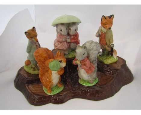 Five Beswick Beatrix Potter figures "Foxy Whiskered Gentleman", Mr Tod", "Goody and Timmy Tiptoes", "Squirrel Nutkin" and "Ti