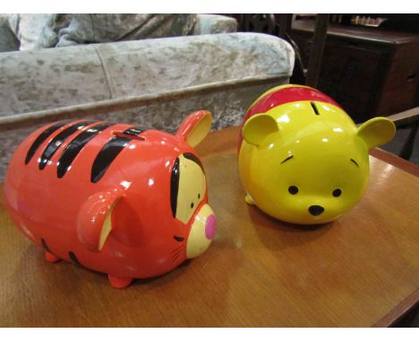 Two Disney ceramic money boxes - Pooh and Tigger