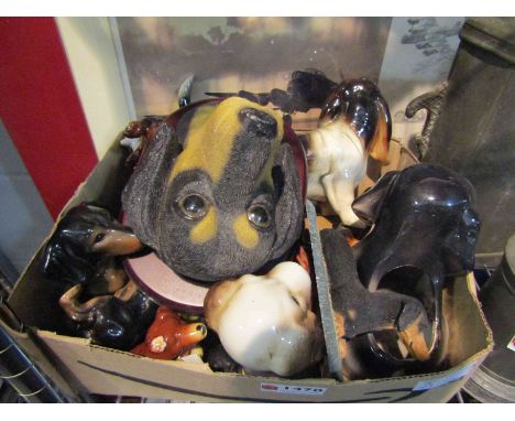 A box of ceramic puppies and dogs
