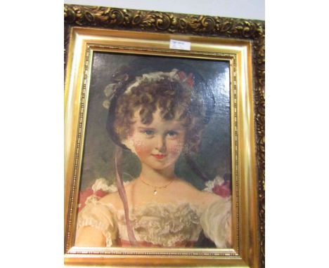An oleograph of young lady 