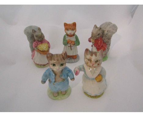 Five Beswick Beatrix Potter figures - "Tom Kitten", "Tabitha Twitchett", "Goody Tiptoes", "Timmy Tiptoes" and "Ginger"