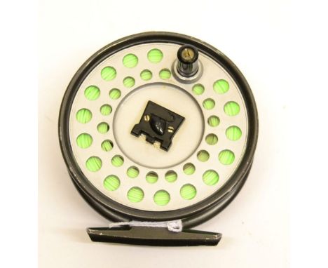 A Hardy 3 1/2inch Alloy 'Viscount 140' Fly Reel, with black handle, grey enamel finish, with line