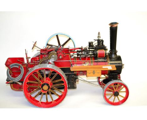 Scratch Built 1 1/2'' scale Royal Chester Traction Engine highly detailed model, finished in red with black/yellow lining, Al