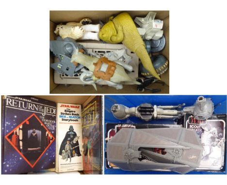 Star Wars (Return Of The Jedi) Vehicles And Figures including Slave 1, Scout Walker (both boxed) Y-wing, Tie Fighter, Tauntau